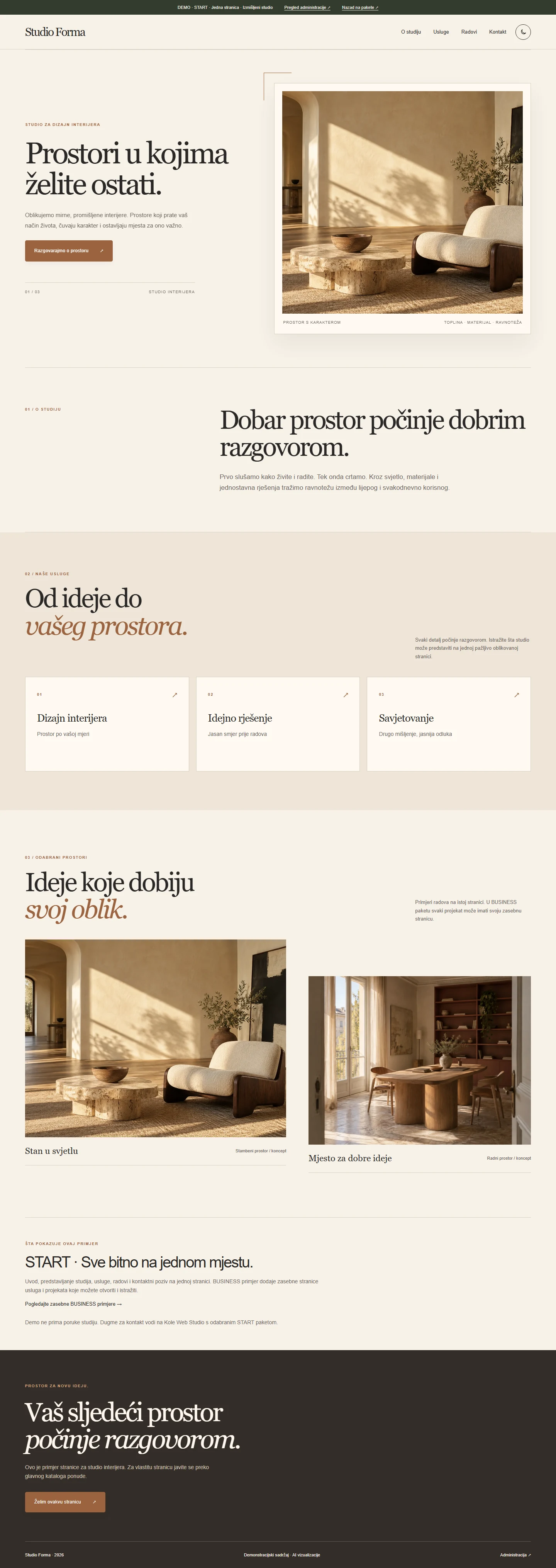 Primjer web stranice Studio Forma