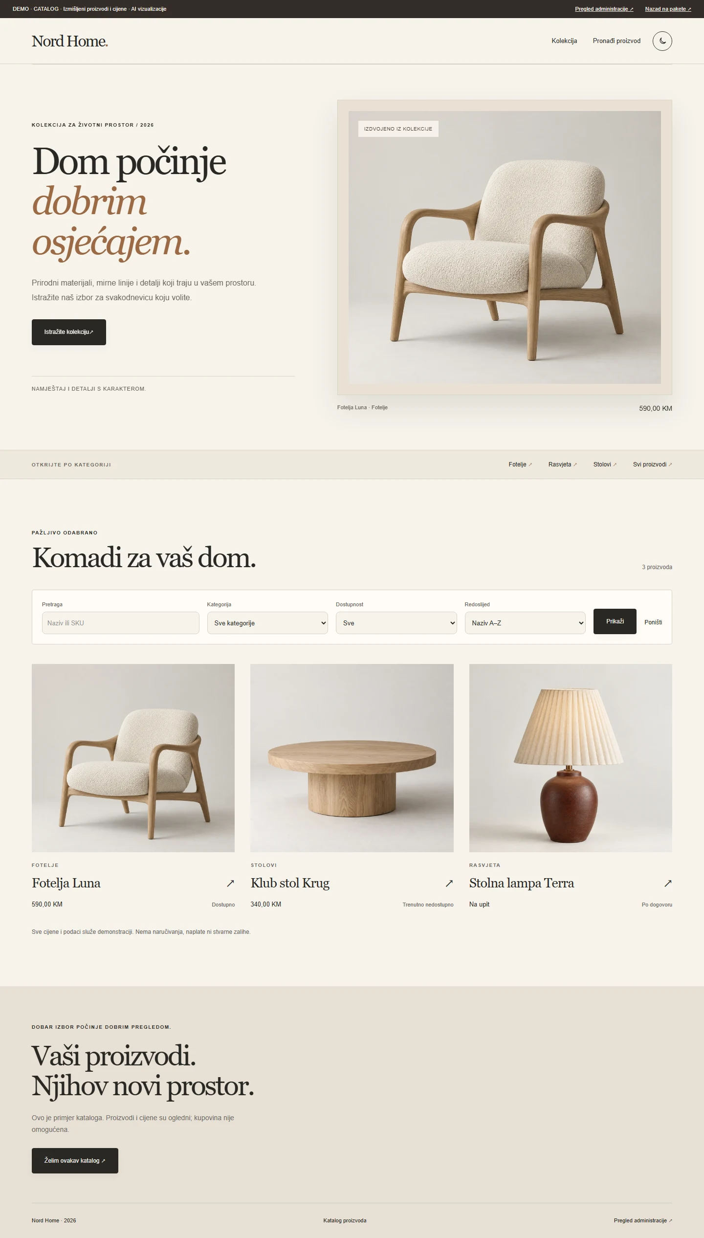 Primjer web stranice Nord Home
